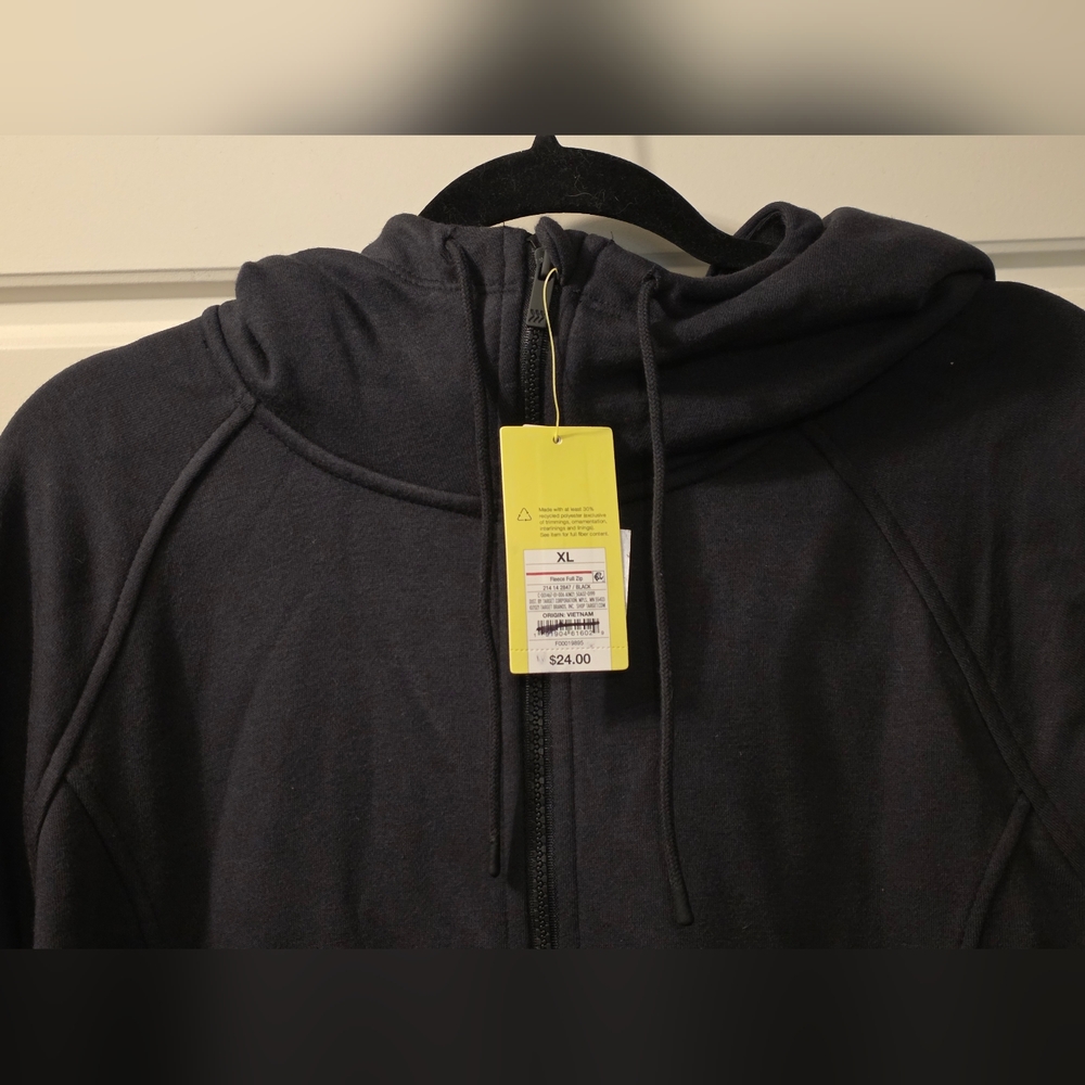 NWT All In Motion Women's Black Fleece Full Zip Hoodie Sweatshirt - Picture 3 of 10